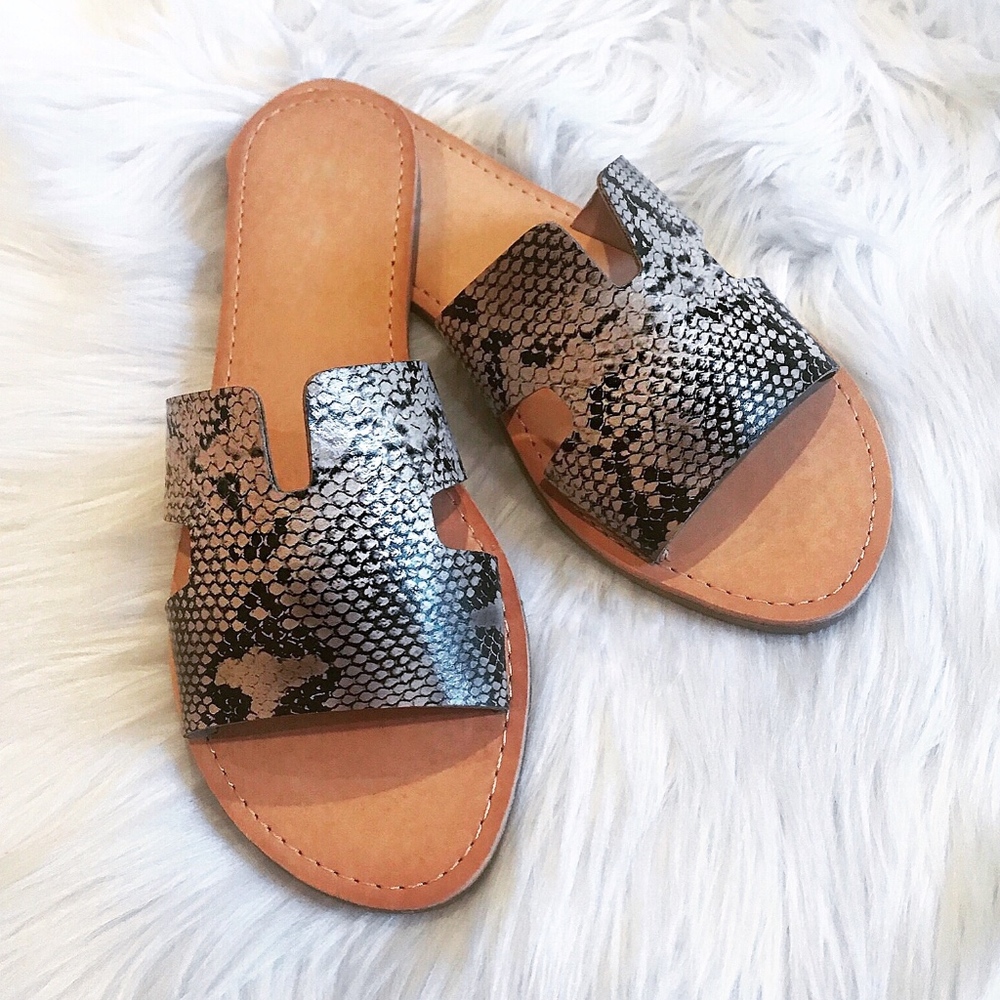Chloe Faux Snakeskin Slides